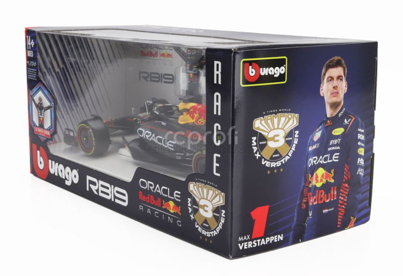 Bburago Red bull F1  Rb19 Team Oracle Red Bull Racing N 1 World Champion Season 2023 Max Verstappen 1:24 Matná Modrá Žlutá Červená