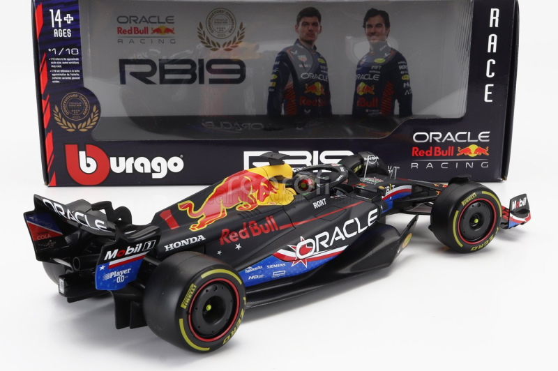 Bburago Red bull F1  Rb19 Team Oracle Red Bull Racing N 1 World Champion Winner Austin Usa Gp 2023 Max Verstappen 1:18 Matt Blue
