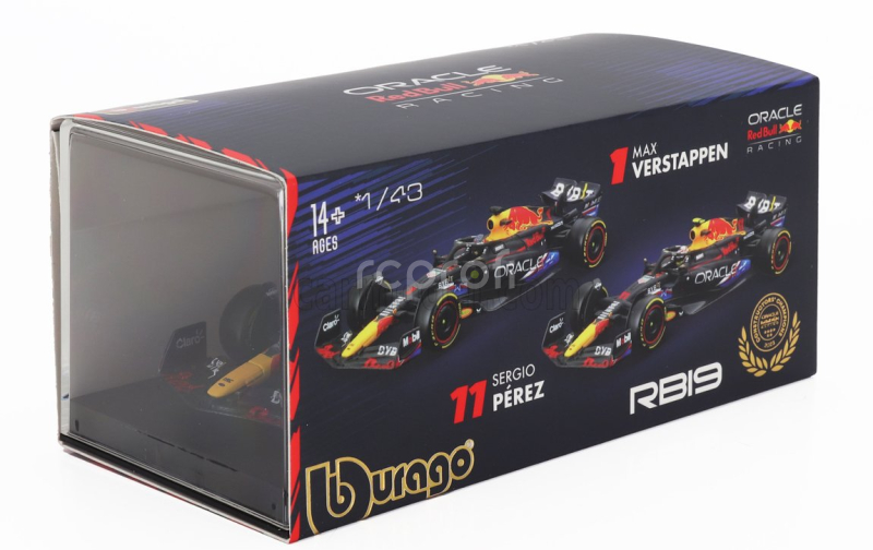 Bburago Red bull F1  Rb19 Team Oracle Red Bull Racing N 1 World Champion Winner Austin Usa Gp 2023 Max Verstappen - With Pilot And Showcase 1:43 Matt Blue
