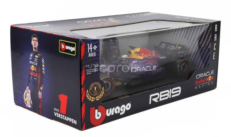 Bburago Red bull F1  Rb19 Team Oracle Red Bull Racing N 1 World Champion Winner Las Vegas Usa Gp 2023 Max Verstappen 1:18 Fialová Žlutá Červená