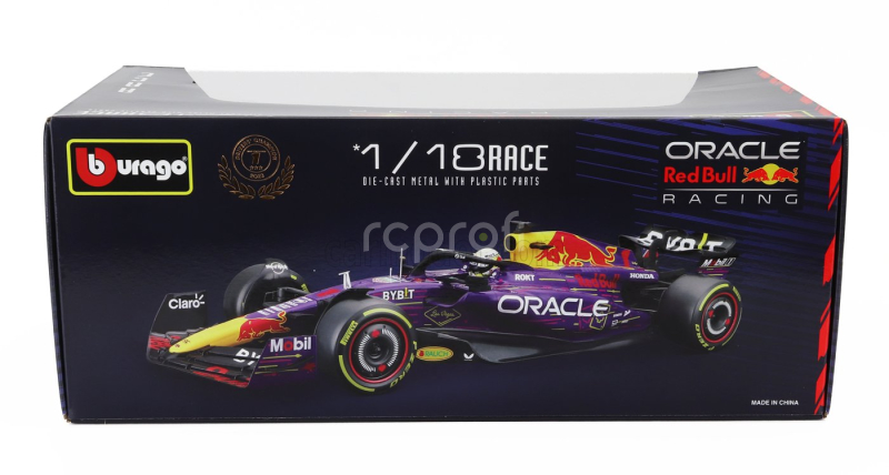 Bburago Red bull F1  Rb19 Team Oracle Red Bull Racing N 1 World Champion Winner Las Vegas Usa Gp 2023 Max Verstappen 1:18 Fialová Žlutá Červená