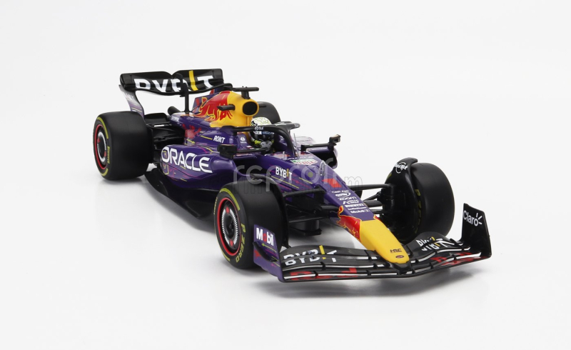 Bburago Red bull F1  Rb19 Team Oracle Red Bull Racing N 1 World Champion Winner Las Vegas Usa Gp 2023 Max Verstappen 1:18 Fialová Žlutá Červená