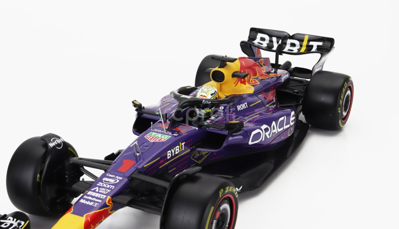 Bburago Red bull F1  Rb19 Team Oracle Red Bull Racing N 1 World Champion Winner Las Vegas Usa Gp 2023 Max Verstappen 1:18 Fialová Žlutá Červená