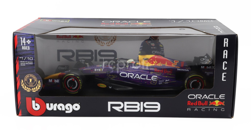 Bburago Red bull F1  Rb19 Team Oracle Red Bull Racing N 1 World Champion Winner Las Vegas Usa Gp 2023 Max Verstappen 1:18 Fialová Žlutá Červená