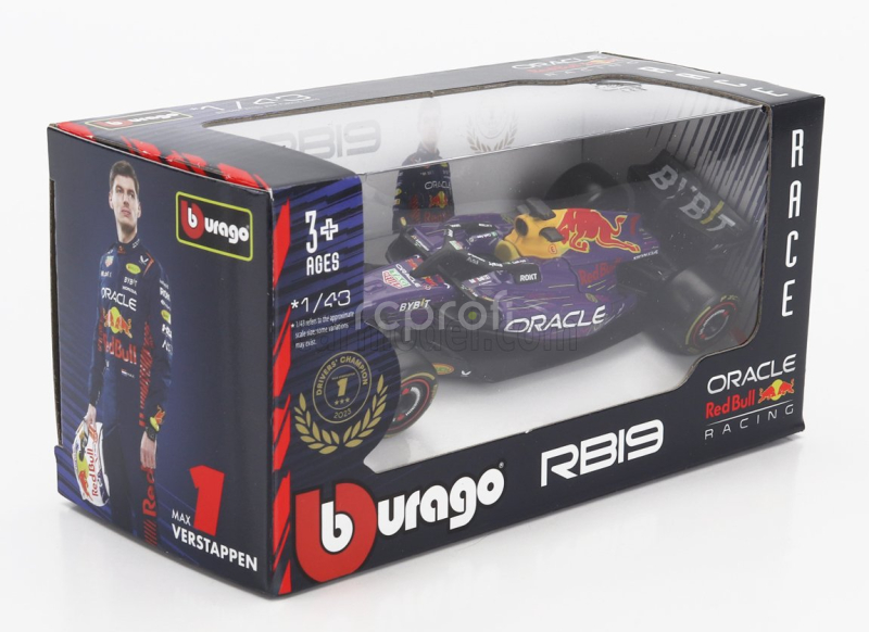 Bburago Red bull F1  Rb19 Team Oracle Red Bull Racing N 1 World Champion Winner Las Vegas Usa Gp 2023 Max Verstappen 1:43 Fialová Žlutá Červená