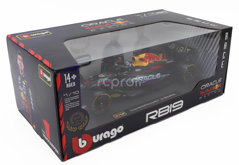 Bburago Red bull F1  Rb19 Team Oracle Red Bull Racing N 1 World Champion Winner Miami Gp 2023 Max Verstappen 1:18 Matt Blue