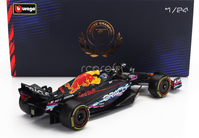 Bburago Red bull F1  Rb19 Team Oracle Red Bull Racing N 1 World Champion Winner Miami Gp 2023 Max Verstappen - With Pilot And Showcase 1:24 Matt Blue