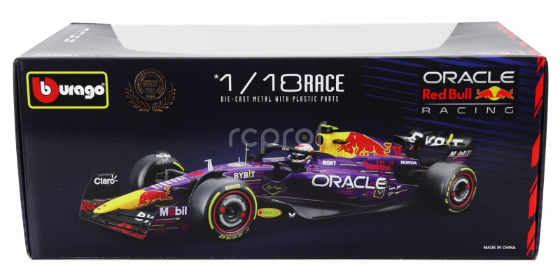 Bburago Red bull F1  Rb19 Team Oracle Red Bull Racing N 11 3rd Las Vegas Usa Gp 2023 Sergio Perez 1:18 Fialová Žlutá Červená