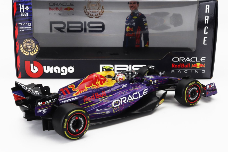 Bburago Red bull F1  Rb19 Team Oracle Red Bull Racing N 11 3rd Las Vegas Usa Gp 2023 Sergio Perez 1:18 Fialová Žlutá Červená