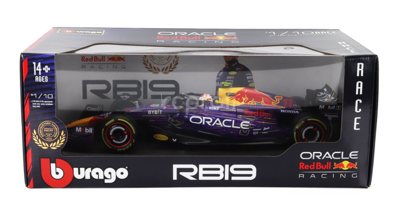 Bburago Red bull F1  Rb19 Team Oracle Red Bull Racing N 11 3rd Las Vegas Usa Gp 2023 Sergio Perez 1:18 Fialová Žlutá Červená
