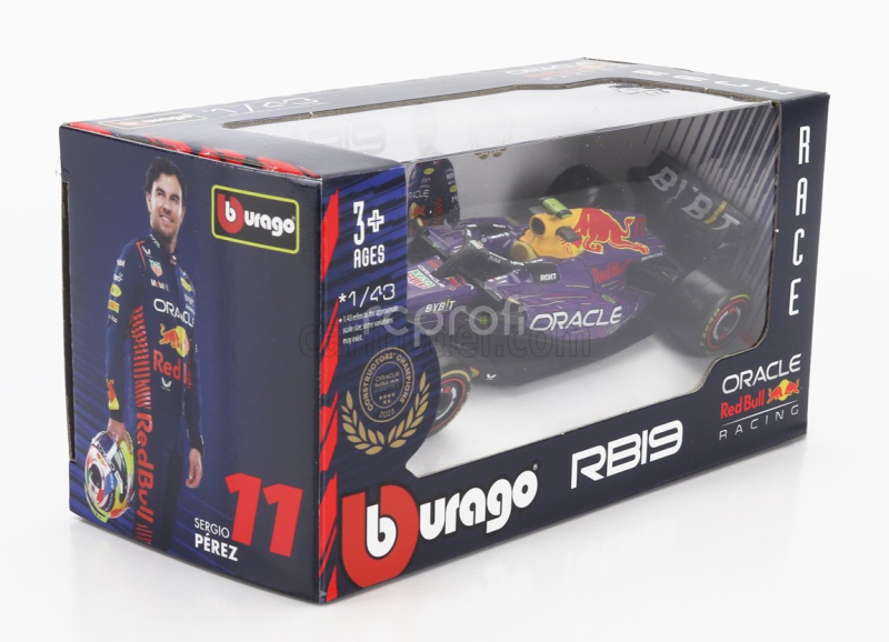 Bburago Red bull F1  Rb19 Team Oracle Red Bull Racing N 11 3rd Las Vegas Usa Gp 2023 Sergio Perez 1:43 Fialová Žlutá Červená