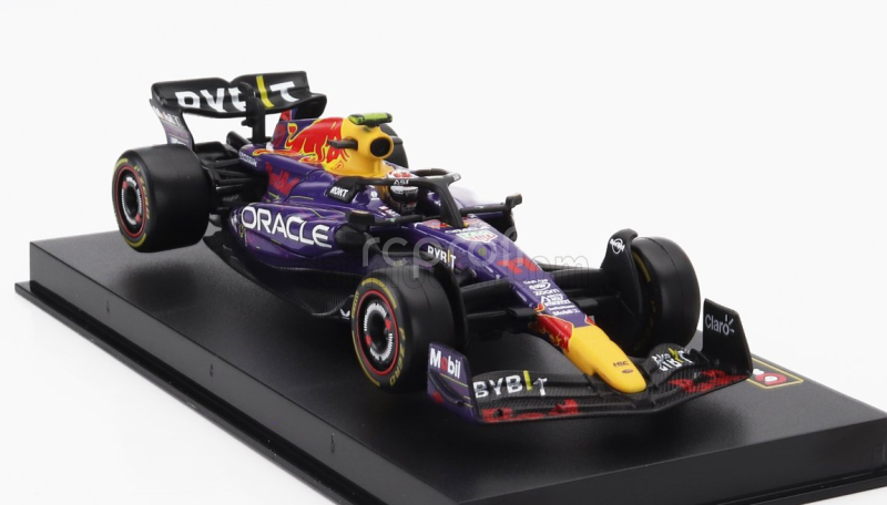 Bburago Red bull F1  Rb19 Team Oracle Red Bull Racing N 11 3rd Las Vegas Usa Gp 2023 Sergio Perez - With Pilot And Showcase 1:43 Fialová Žlutá Červená