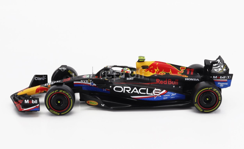 Bburago Red bull F1  Rb19 Team Oracle Red Bull Racing N 11 4th Austin Usa Gp 2023 Sergio Perez - With Pilot And Showcase 1:24 Matt Blue