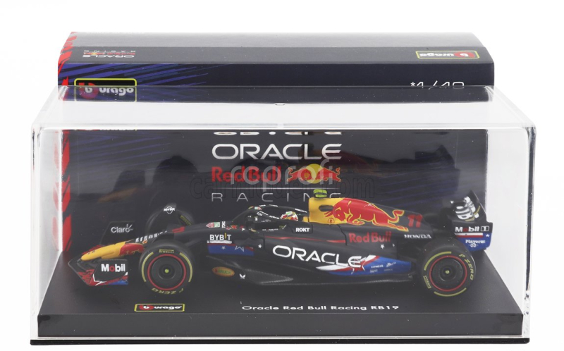 Bburago Red bull F1  Rb19 Team Oracle Red Bull Racing N 11 4th Austin Usa Gp 2023 Sergio Perez - With Pilot And Showcase 1:43 Matt Blue