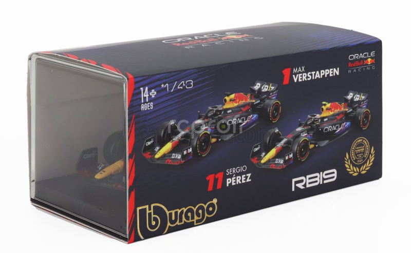 Bburago Red bull F1  Rb19 Team Oracle Red Bull Racing N 11 4th Austin Usa Gp 2023 Sergio Perez - With Pilot And Showcase 1:43 Matt Blue