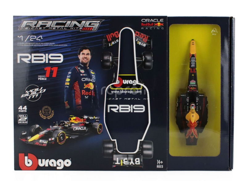 Bburago Red bull F1  Rb19 Team Oracle Red Bull Racing N 11 Season 2023 Sergio Perez 1:24 Matná Modrá Žlutá Červená