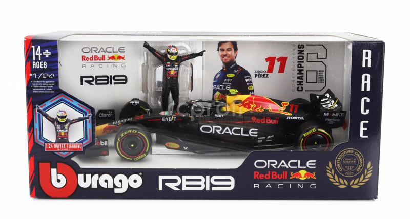 Bburago Red bull F1  Rb19 Team Oracle Red Bull Racing N 11 Season 2023 Sergio Perez 1:24 Matná Modrá Žlutá Červená