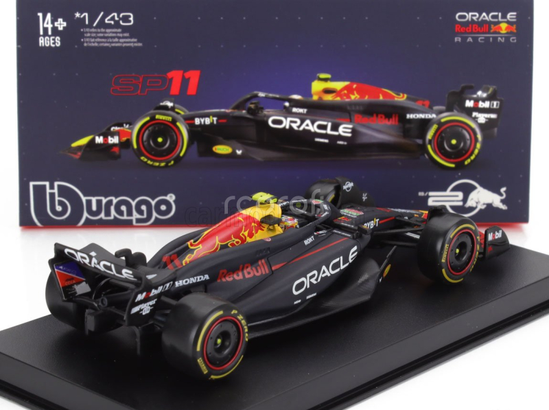 Bburago Red bull F1  Rb20 Team Oracle Red Bull Racing N 11 Season 2024 Sergio Perez - With Pilot And Showcase 1:43 Modrá Žlutá Červená