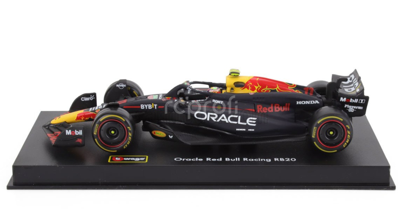 Bburago Red bull F1  Rb20 Team Oracle Red Bull Racing N 11 Season 2024 Sergio Perez - With Pilot And Showcase 1:43 Modrá Žlutá Červená
