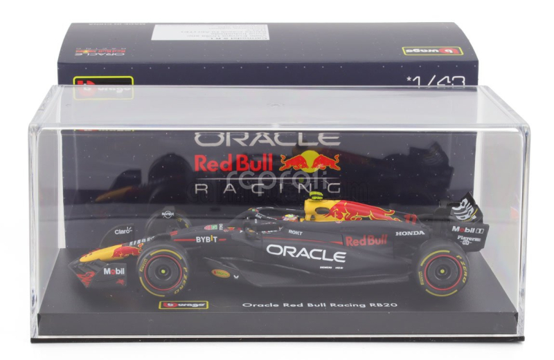 Bburago Red bull F1  Rb20 Team Oracle Red Bull Racing N 11 Season 2024 Sergio Perez - With Pilot And Showcase 1:43 Modrá Žlutá Červená