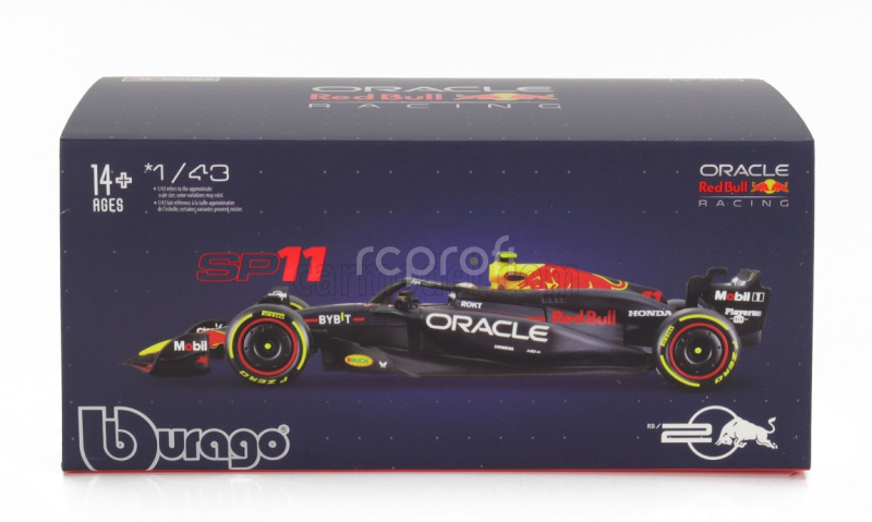 Bburago Red bull F1  Rb20 Team Oracle Red Bull Racing N 11 Season 2024 Sergio Perez - With Pilot And Showcase 1:43 Modrá Žlutá Červená