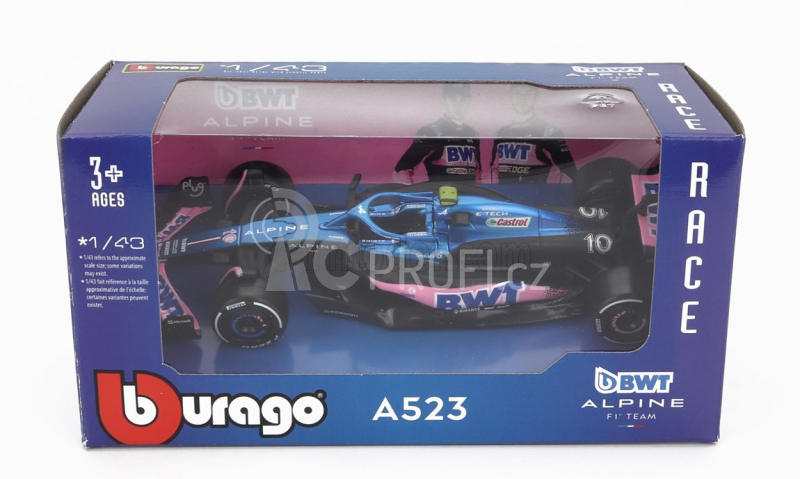 Bburago Renault F1  A523 Team Bwt Alpine F1 N 10 Season 2023 Pierre Gasly 1:43 Modrá Černá Růžová