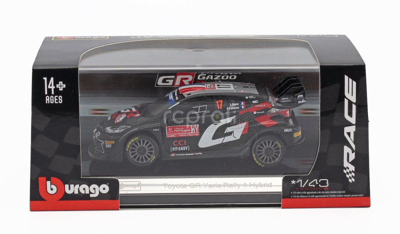 Bburago Toyota Yaris Gr Rally1 Hybrid Team Toyota Gazoo Racing Wrt (night Version) N 17 Rally 2024 Sebastien Ogier - Vincent Landais 1:43 Black