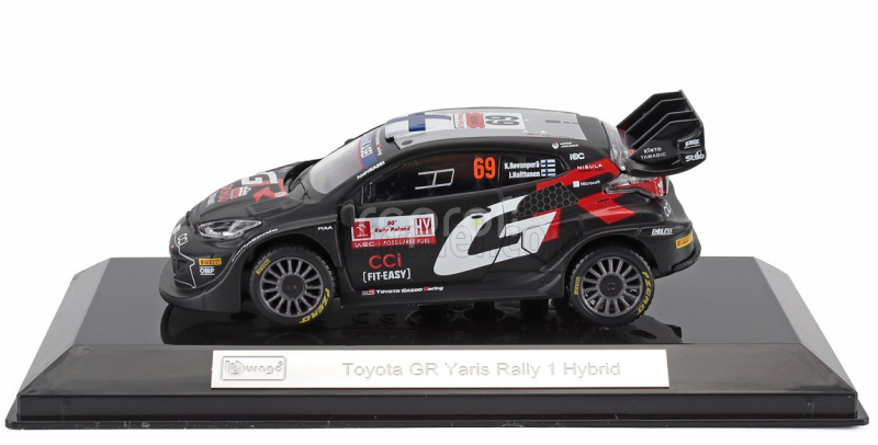 Bburago Toyota Yaris Gr Rally1 Hybrid Team Toyota Gazoo Racing Wrt (night Version) N 69 Rally 2024 Kalle Rovanpera - Jonne Halttunen 1:43 Black