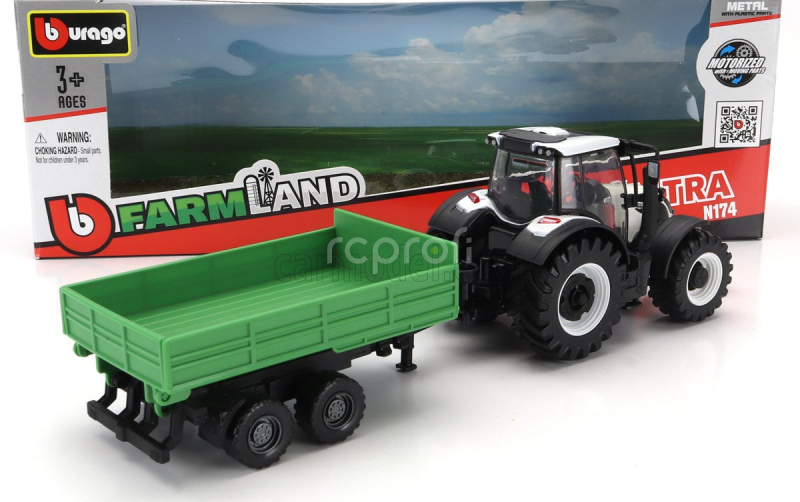 Bburago Valtra N174 Tractor With Tipping Trailer 2017 1:50 Bílá Černá Zelená