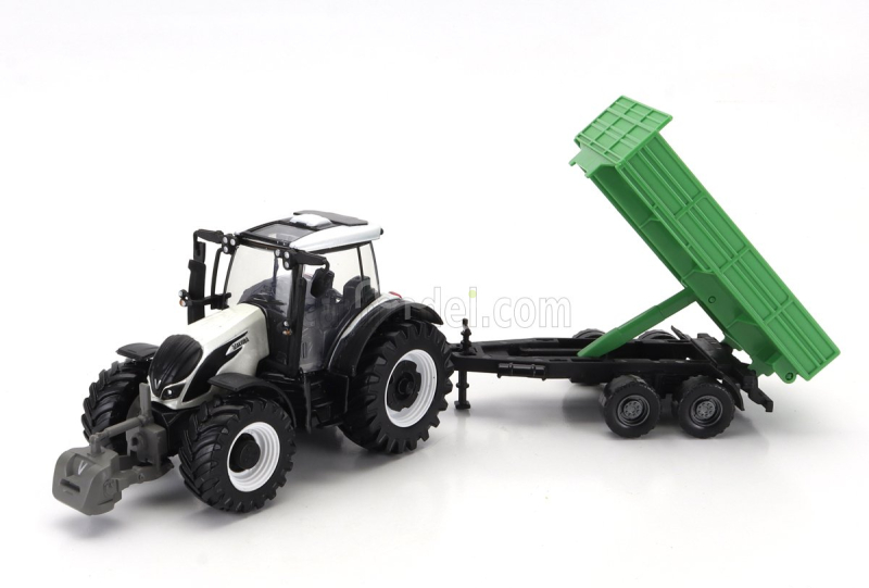 Bburago Valtra N174 Tractor With Tipping Trailer 2017 1:50 Bílá Černá Zelená
