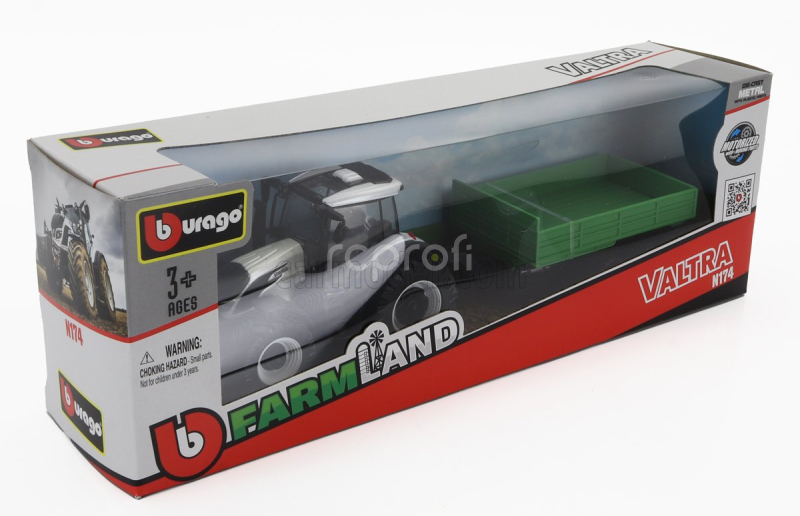 Bburago Valtra N174 Tractor With Tipping Trailer 2017 1:50 Bílá Černá Zelená