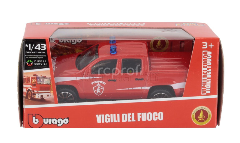 Bburago Volkswagen Amarok Pick-up Vigili Del Fuoco 2019 1:43 Červená Bílá