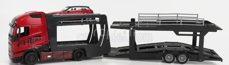 Bburago Volvo Fh16 Xl 750 Euro 6 Cab Truck Car Transporter With Land Rover Range Evoque Lrx 2-door 2011 1:43 Red Met