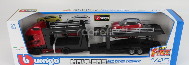 Bburago Volvo Fh16 Xl 750 Euro 6 Cab Truck Car Transporter With Land Rover Range Evoque Lrx 2-door 2011 1:43 Red Met