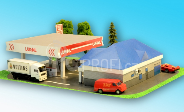 Benzínová stanice - papírový model 1:100