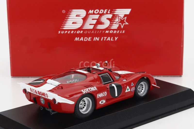 Best-model Alfa romeo 33.2 N 1 Winner 6h Nova Lisboa 1970 Antonio Peixihno - Van Rooyen 1:43 Červená Bílá