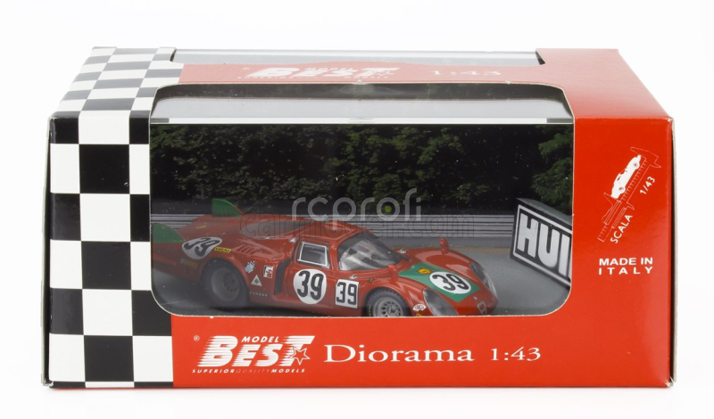 Best-model Alfa romeo Diorama T33.2 Team Autodelta Spa N 39 24h Le Mans 1968 Ignazio Giunti - Giovanni Galli 1:43 Red