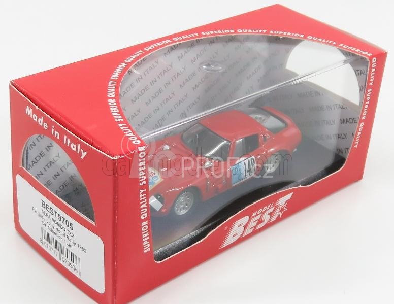 Best-model Alfa romeo Tz2 N 148 Rally Pergusa Jolly Hotel 1965 De Adamich - Lini 1:43 Red