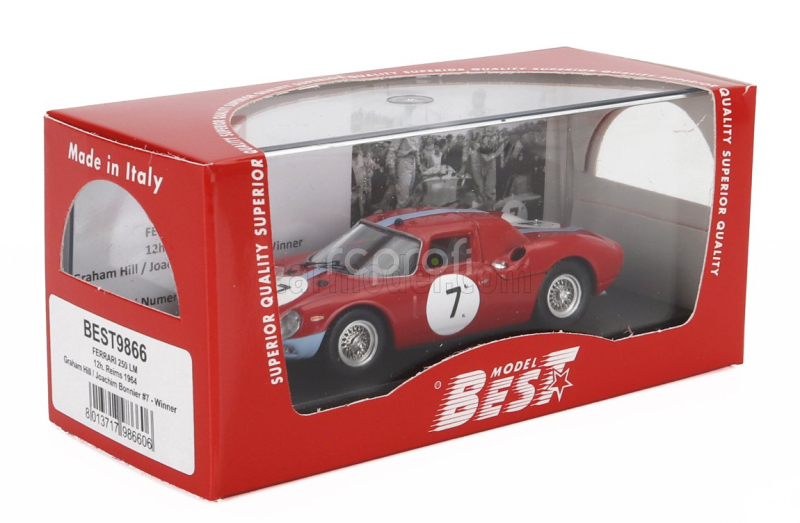 Best-model Ferrari 250lm 3.3l V12 N 7 Winner 12h Reims 1964 Graham Hill - Joachim Bonnier 1:43 Červená Modrá
