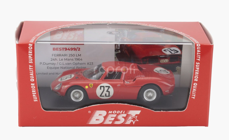 Best-model Ferrari 250lm 3.3l V12 Team Equipe Nationale Belge N 23 24h Le Mans 1964 Pierre Dumay - Gerard Langlois Van Ophem 1:43 Red