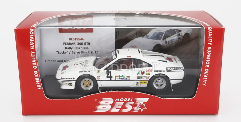 Best-model Ferrari 308 Gtb Gr.4 N 4 Rally D'elba 1984 Lucky - Berro 1:43 Bílá