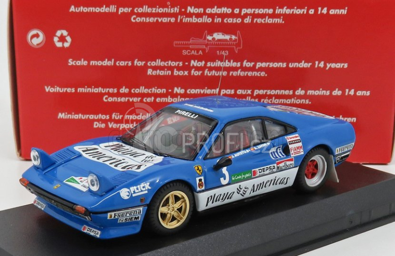 Best-model Ferrari 308 Gtb N 3 Rally El Corte Ingles 1985 A.zanini 1:43 Světle Modrá Bílá