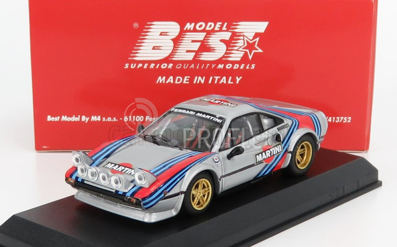 Best-model Ferrari 308gtb Gr.4 Rally Martini Racing Automobile 1:43, stříbrná