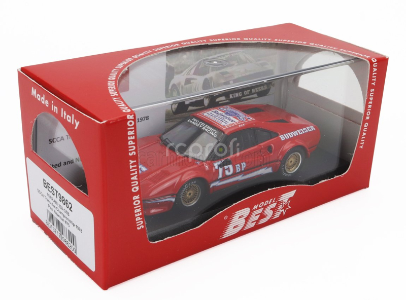 Best-model Ferrari 308gtb  Scca N 75 Trans-am Championship 1978 Paul Newman 1:43 Red