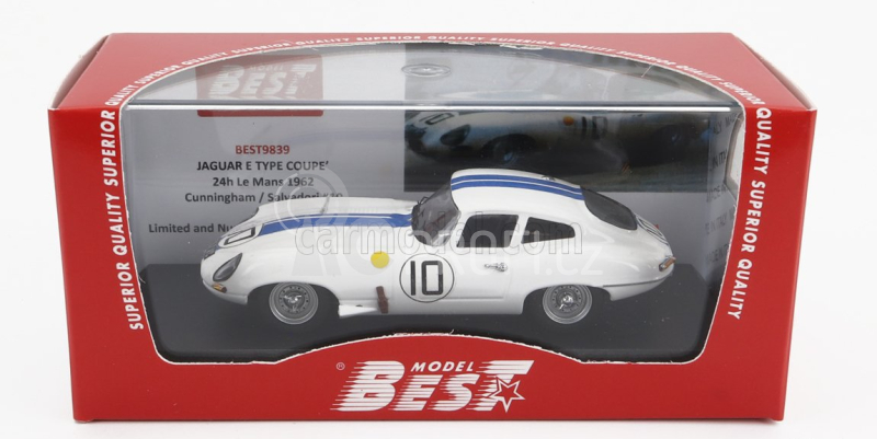 Best-model Jaguar E-type 3.8l S6 Coupe Team Briggs Cunningham N 10 1:43, bílá