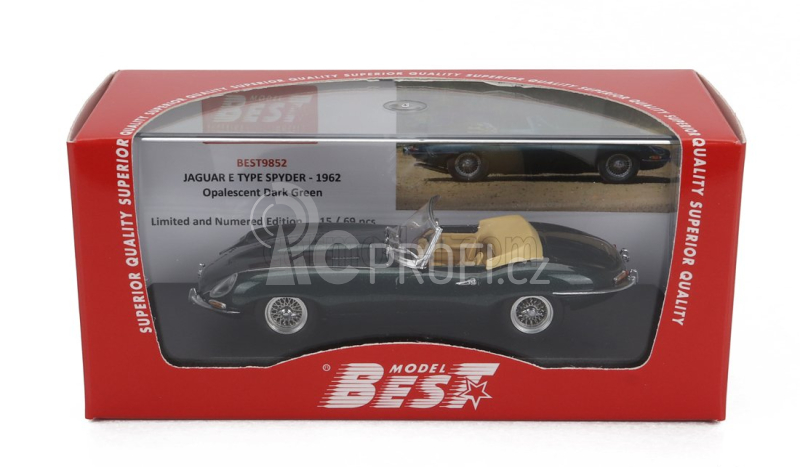 Best-model Jaguar E-type Spider 1962 1:43 Zelená