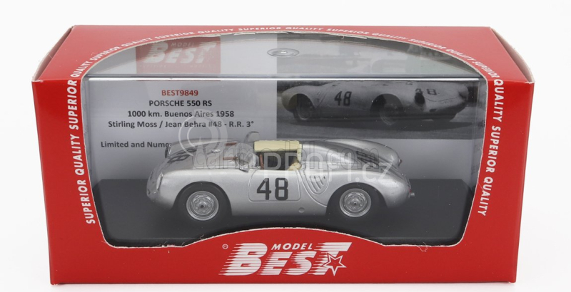 Best-model Porsche 550rs Spider N 48 1000km Buenos Aires 1958 Stirling Moss - Jean Behra 1:43 Silver