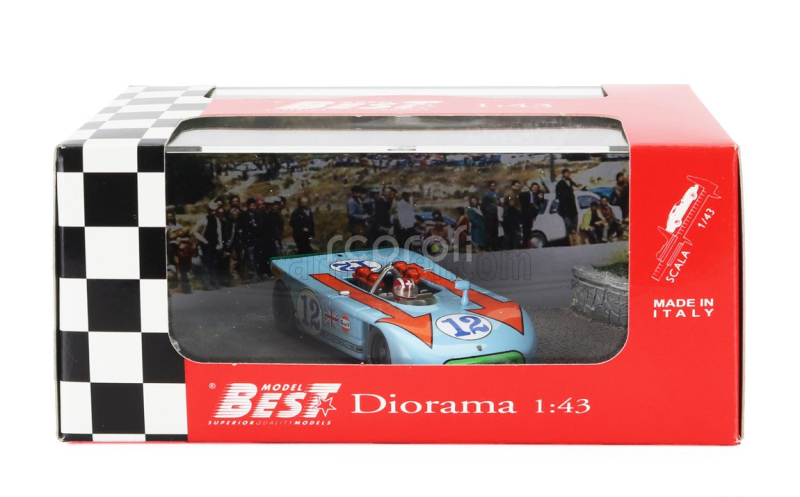 Best-model Porsche Diorama - 908/03 Spider N 12 Targa Florio 1970 Joseph Siffert 1:43 Světle Modrá Oranžová