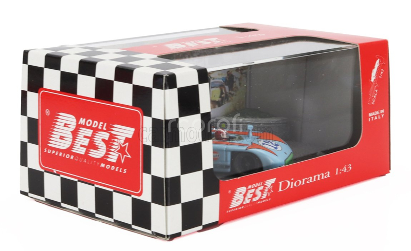 Best-model Porsche Diorama - 908/03 Spider N 12 Targa Florio 1970 Joseph Siffert 1:43 Světle Modrá Oranžová