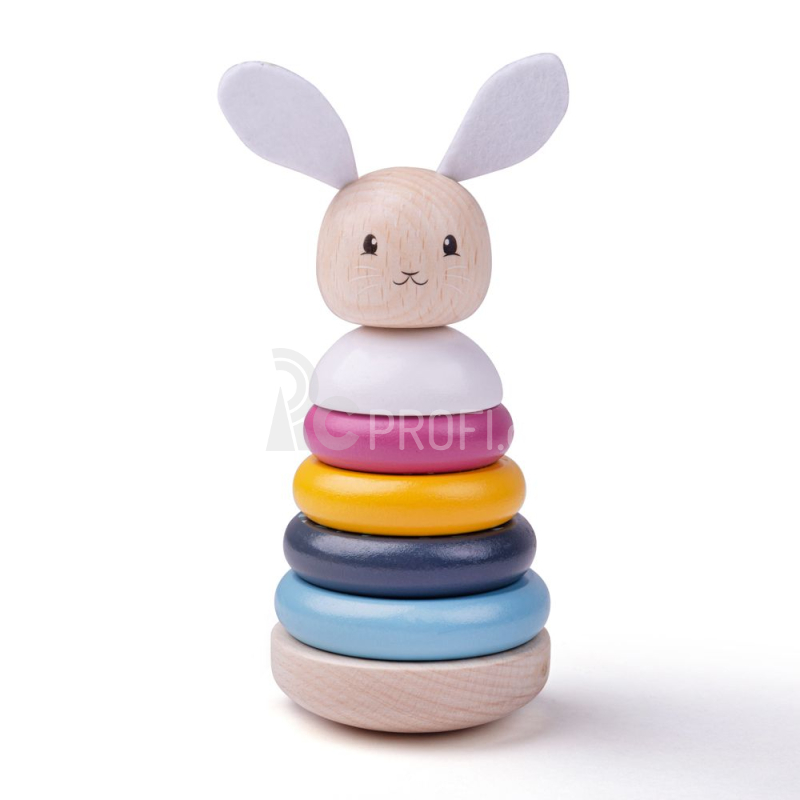Bigjigs Baby Dřevěná motorická nasazovací věž králíček